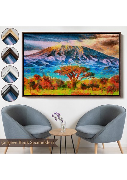 Çerçeveli Tanzanya Kilimanjaro Dağı Manzarası Duvar TABLOSU-3480