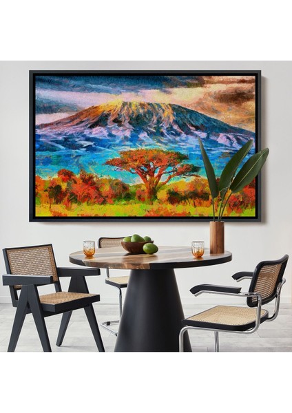 Çerçeveli Tanzanya Kilimanjaro Dağı Manzarası Duvar TABLOSU-3480