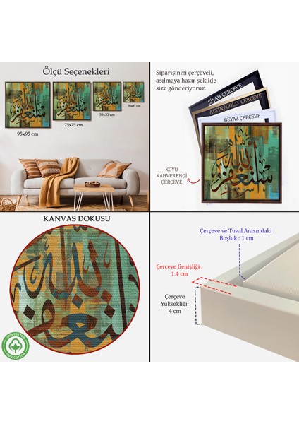 Çerçeveli Allahdan Af Dileyin Yazılı Dekoratif Kanvas TABLO-3300 indirimleri