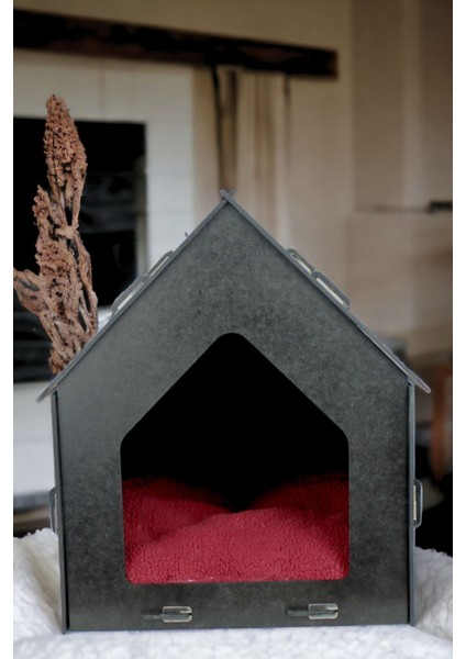 Ahşap Köpek Evi, Şık Siyah Renk, Dayanıklı ve Konforlu Tasarım