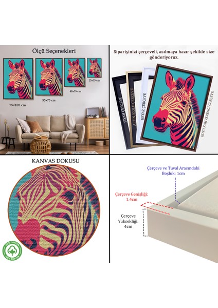 Çerçeveli Zebra TABLOSU-7642 indirimleri