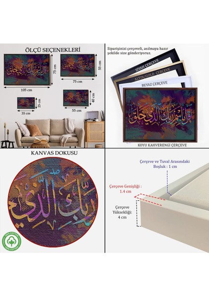 Çerçeveli Yaradan Rabbinin Adıyla Oku (Alak Suresi 1. Ayet) Yazılı Dekoratif Kanvas TABLO-3331 indirimleri