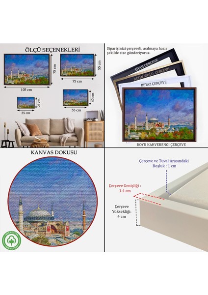 Çerçeveli Ayasofya Camii Yağlıboya Görünüm Kanvas Duvar TABLOSU-3690 indirimleri