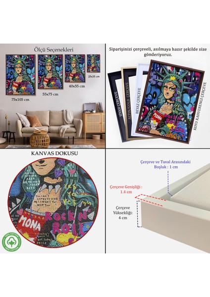 Çerçeveli Mona Lisa Grafitti Pop Art Duvar Tablosu -6216 indirimleri