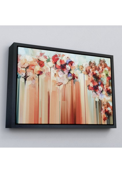 Çerçeveli Soyut Çiçekler Yağlıboya Görünüm Dekoratif Kanvas Duvar TABLOSU-3540 fırsatları