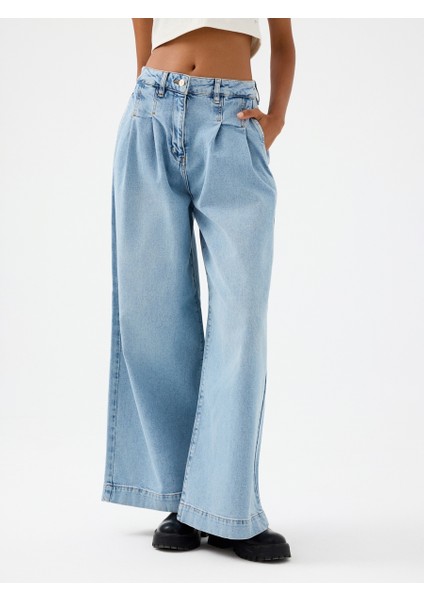 Pleated Palazzo Palazzo Fıt Kadın Pantolon