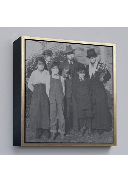 Çerçeveli 1918 Ispanyol Gribi Krizi, Maskeli Kedi, Kanvas TABLO-5328 modelleri