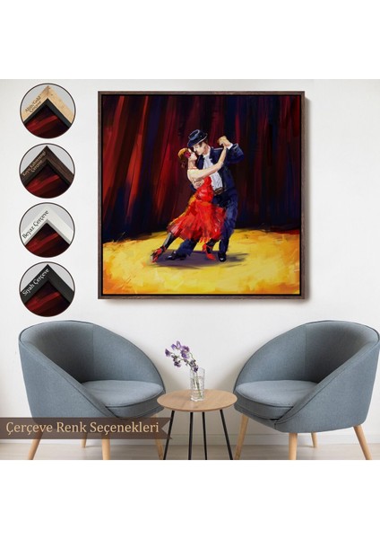 Çerçeveli Tango Danscıları Yağlıboya Görünüm Dekoratif Kanvas Duvar TABLOSU-5846
