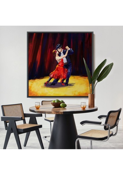 Çerçeveli Tango Danscıları Yağlıboya Görünüm Dekoratif Kanvas Duvar TABLOSU-5846
