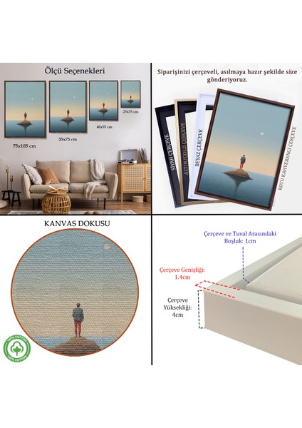 Çerçeveli Denizin Ortasında Yalnız Adam TABLOSU-7538 indirimleri