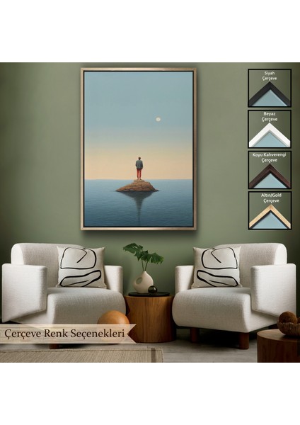 Çerçeveli Denizin Ortasında Yalnız Adam TABLOSU-7538