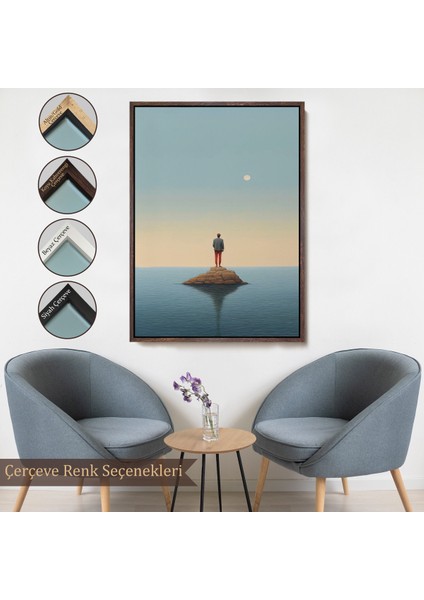 Çerçeveli Denizin Ortasında Yalnız Adam TABLOSU-7538