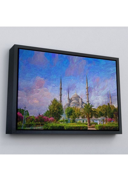 Çerçeveli Sultan Ahmet Camii Yağlıboya Görünüm Kanvas Duvar TABLOSU-3692