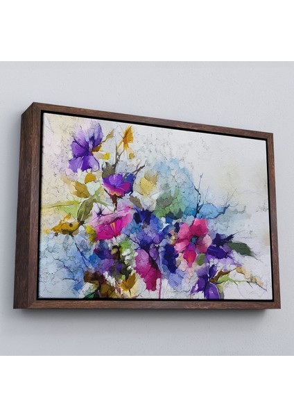 Çerçeveli Modern Sanat Soyut Çiçekler Dekoratif Kanvas Duvar TABLO-3650