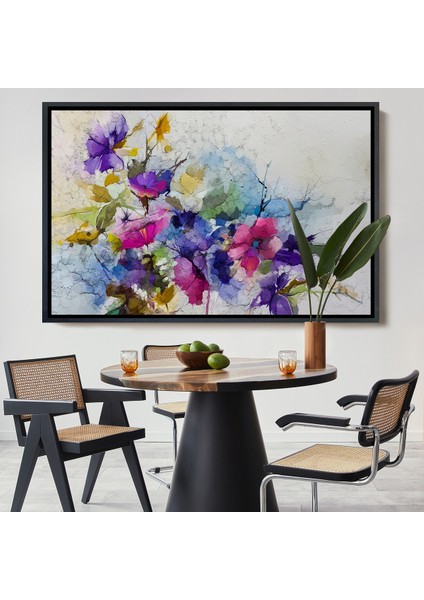 Çerçeveli Modern Sanat Soyut Çiçekler Dekoratif Kanvas Duvar TABLO-3650