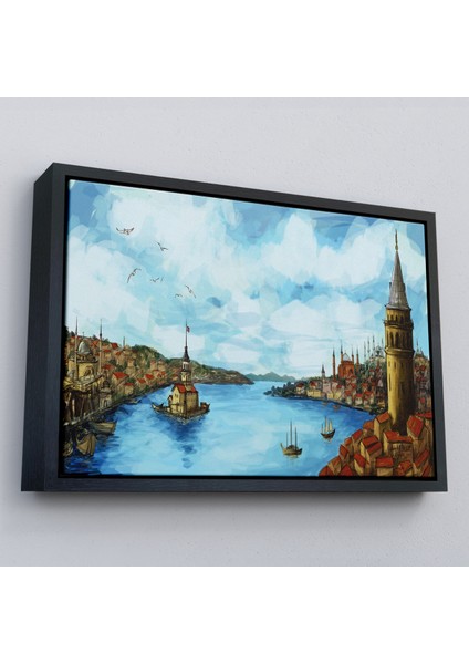 Çerçeveli Galata Kulesi Kız Kulesi ve Boğaz Manzara TABLOSU-6506 modelleri
