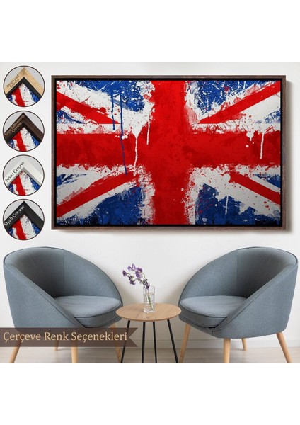 Çerçeveli Ingiltere Bayrağı Duvar Sanatı Kanvas Tablo, Ev ve Ofis DEKORU-5401
