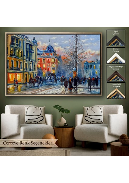 Çerçeveli Kiev Ukranya Yağlıboya Görünüm Dekoratif Kanvas TABLO-3513