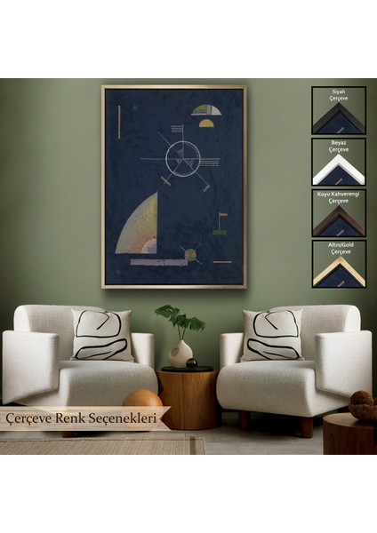 Çerçeveli Wassily Kandinsky - Donuk Gri TABLOSU-7489