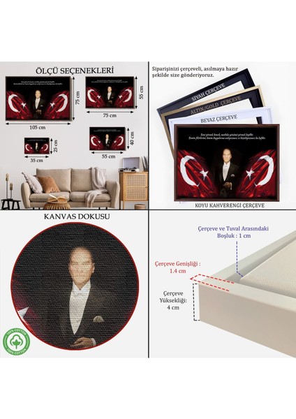 Çerçeveli Beni Görmek Demek, Mutlaka Yüzümü Görmek Demek Değilidir Yazılı Atatürk TABLOSU-5075 indirimleri