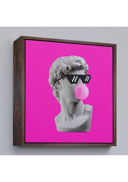 Çerçeveli Piksel Gözlüklü David'in Kafasının Alçı Heykeli Kanvas Tablo, Pop ART-5064 fiyatları