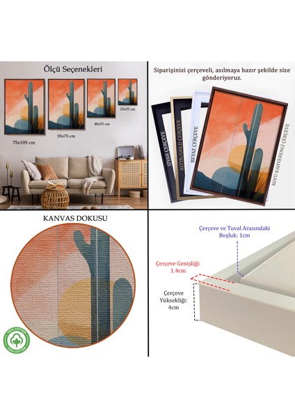 Çerçeveli Kaktüs Desenli Soft TABLO-7656 indirimleri