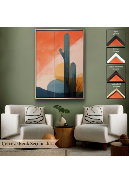 Çerçeveli Kaktüs Desenli Soft TABLO-7656