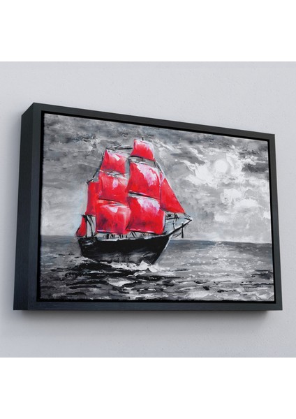 Çerçeveli Okyanustaki Kırmızı Yelkenli Duvar TABLOSU-1205 modelleri