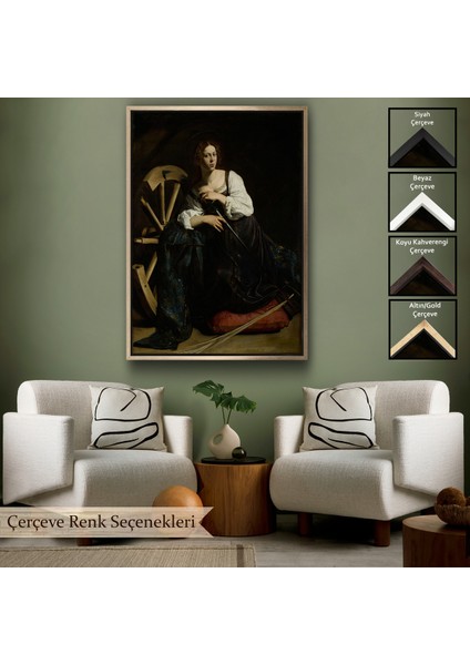 Çerçeveli Caravaggio - Iskenderiyeli Aziz Catherine TABLOSU-7386