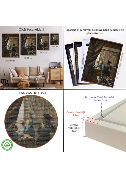 Çerçeveli Johannes Vermeer - Resim Çizme TABLOSU-7422 indirimleri