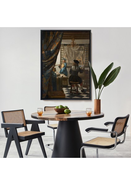 Çerçeveli Johannes Vermeer - Resim Çizme TABLOSU-7422