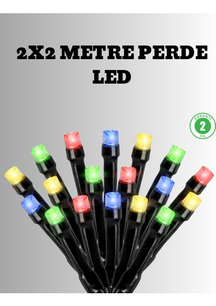 2x2 Metre Pil ile Çalışan Perde LED Işık – 8 Modlu Dekoratif