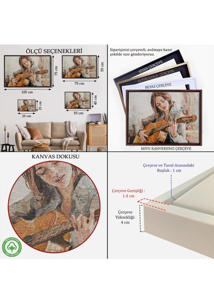 Çerçeveli Gitar Çalan Kız Duvar TABLOSU-1241 indirimleri