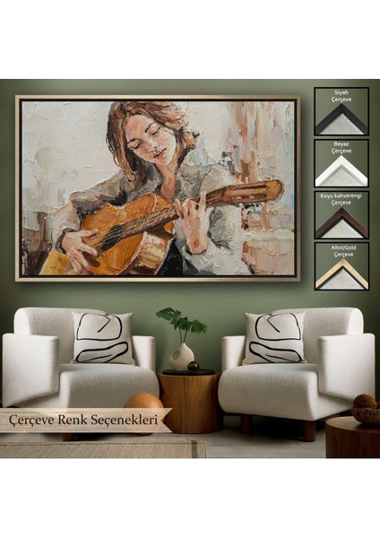 Çerçeveli Gitar Çalan Kız Duvar TABLOSU-1241