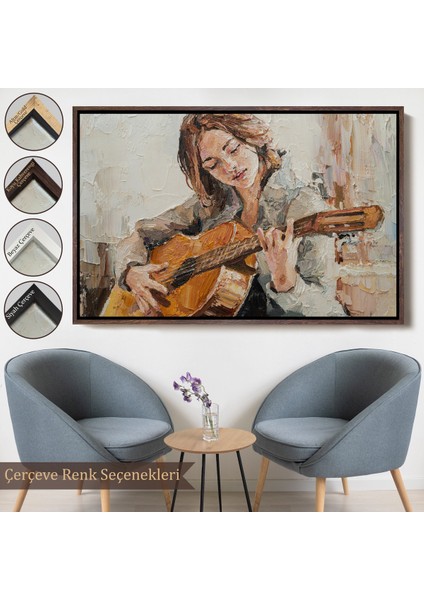 Çerçeveli Gitar Çalan Kız Duvar TABLOSU-1241