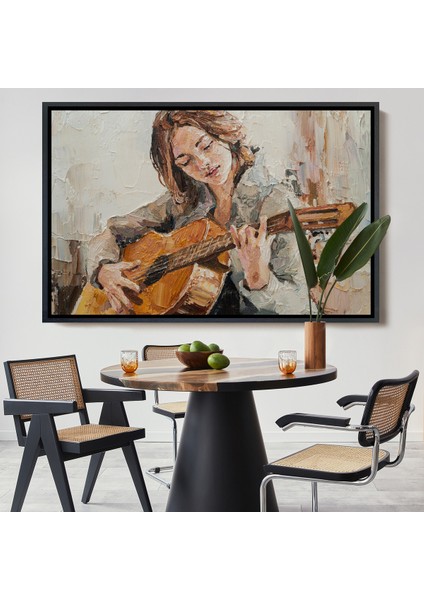 Çerçeveli Gitar Çalan Kız Duvar TABLOSU-1241