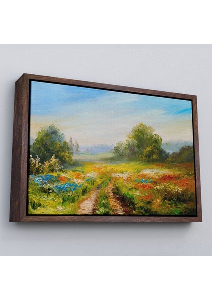 Çerçeveli Çiçek Tarlası Yağlıboya Görünümlü Duvar TABLOSU-1203 fiyatları
