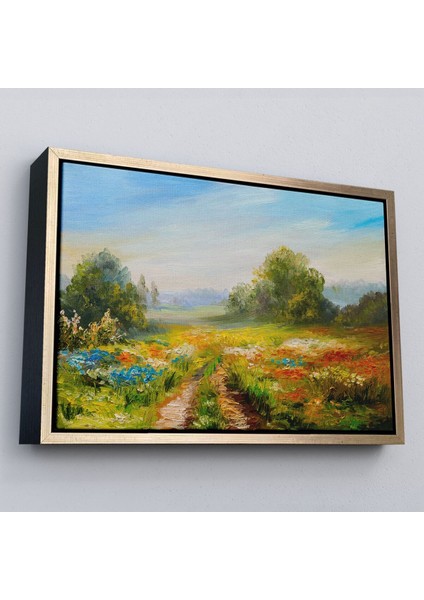 Çerçeveli Çiçek Tarlası Yağlıboya Görünümlü Duvar TABLOSU-1203 modelleri