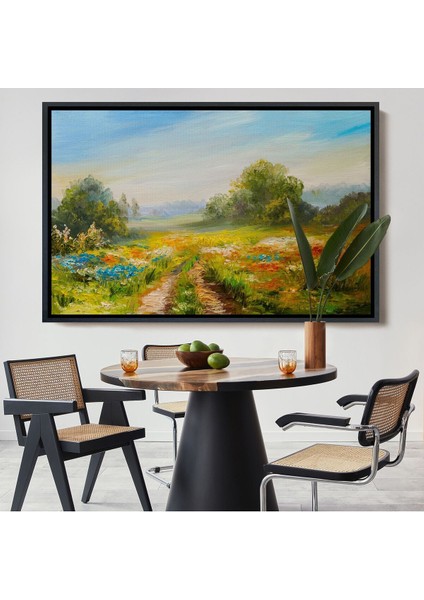 Çerçeveli Çiçek Tarlası Yağlıboya Görünümlü Duvar TABLOSU-1203