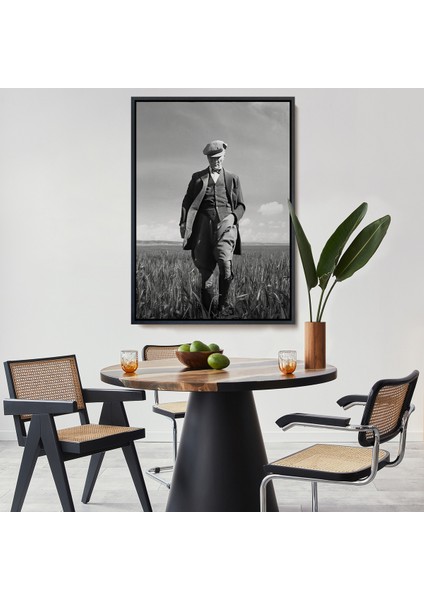 Çerçeveli Atatürk Portre Tablosu Mustafa Kemal Atatürk Dikdörtgen Dekoratif Kanvas TABLO-127