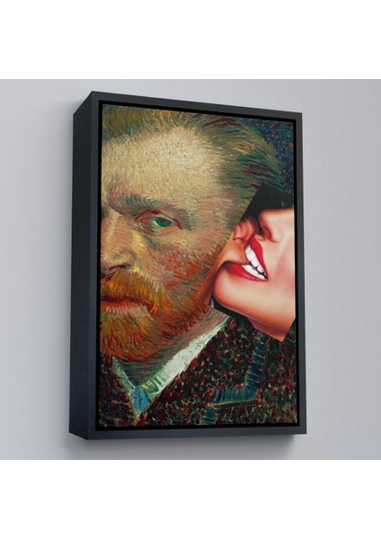 Çerçeveli Vincent Van Gogh Kulağını Isıran Kadın Pop Art TABLO-6486