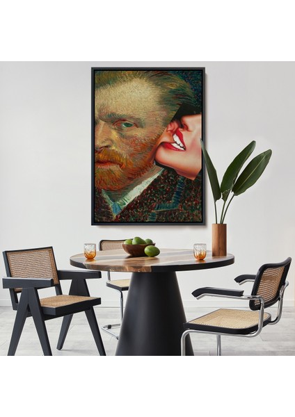 Çerçeveli Vincent Van Gogh Kulağını Isıran Kadın Pop Art TABLO-6486
