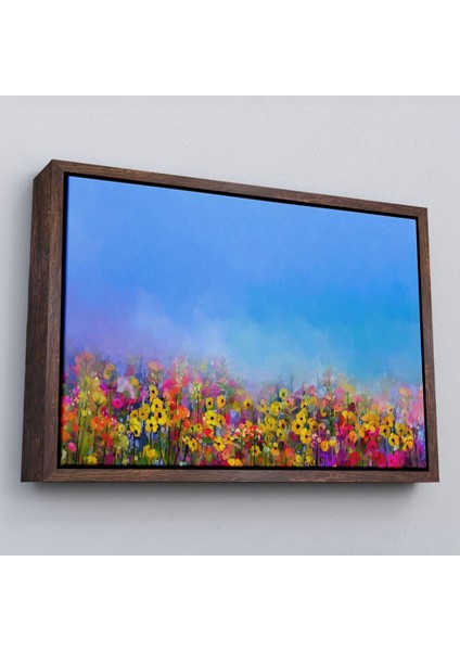 Çerçeveli Renkli Çiçekler Salon Dekoratif Kanvas Duvar TABLOSU-3479 fiyatları