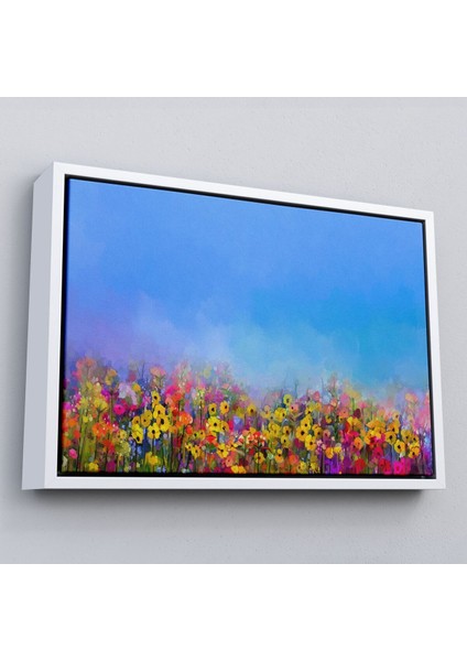 Çerçeveli Renkli Çiçekler Salon Dekoratif Kanvas Duvar TABLOSU-3479 fırsatları