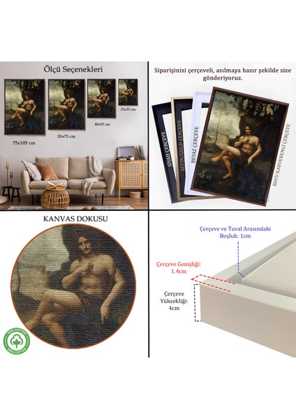 Çerçeveli Leonardo Da Vinci - Francesco Melzi - Bacchus TABLO-7351 indirimleri