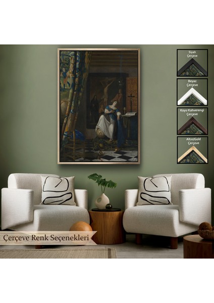 Çerçeveli Johannes Vermeer - Katolik Inancının Alegorisi Tablo- Allegory Of The Catholic FAITH-8057