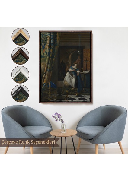 Çerçeveli Johannes Vermeer - Katolik Inancının Alegorisi Tablo- Allegory Of The Catholic FAITH-8057