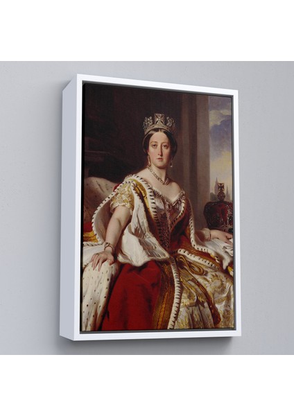 Çerçeveli Franz Xaver Winterhalter - Kraliçe Victoria Tablosu - Queen VICTORIA-8038