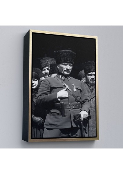 Çerçeveli Atatürk Portre Tablosu Mustafa Kemal Atatürk Dikdörtgen Dekoratif Kanvas TABLO-123 modelleri
