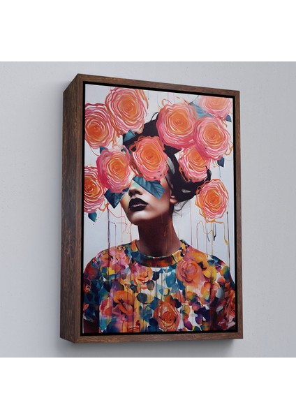 Çerçeveli Çiçek Başlı Soyut Kadın TABLOSU-8009 fiyatları